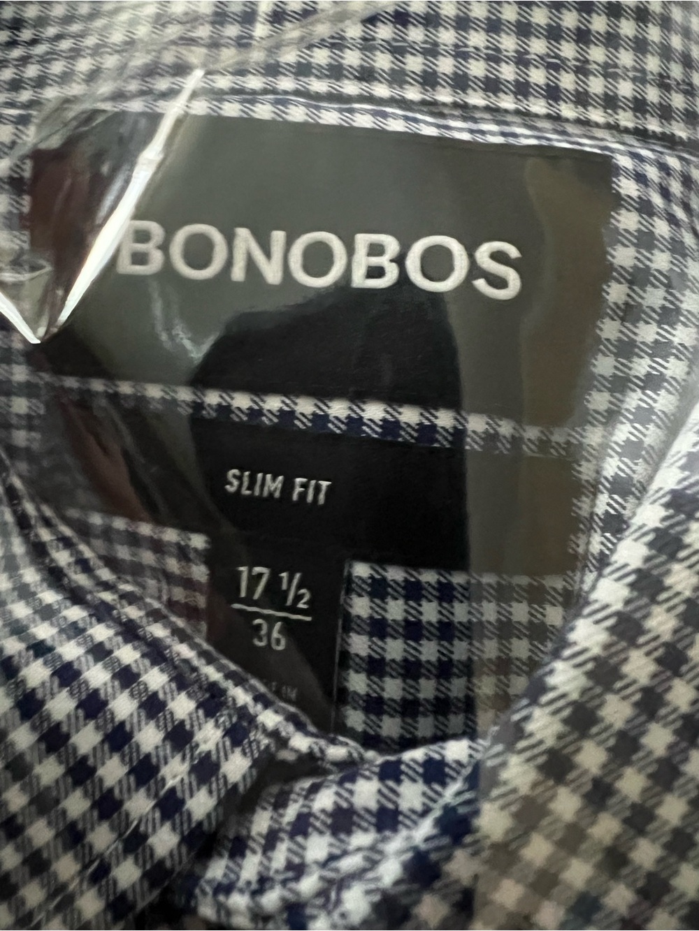 Bonobos Slim Fit Men's Dress Shirt – Navy & White Check – Slim Fit 17.5/36